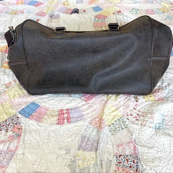 Vintage Oscar De La Renta | Faux Leather Pebbled Luggage Travel Bag - Picture 2 of 16